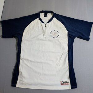 Converse All Star 1/4 zip up collar short sleeve shirt men's size 2XL white blue